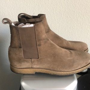 Worn Allsaints Chelsea boots in Taupe